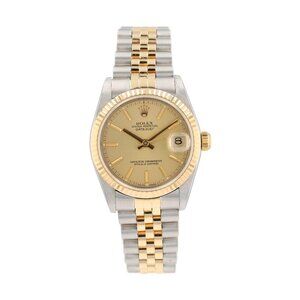 Rolex Datejust 68273 31mm Champagne Index Dial Fluted Bezel Jubilee Band